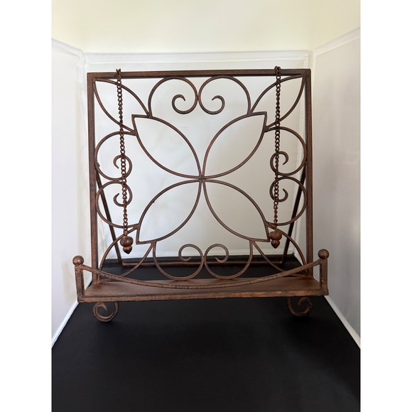 Ornate Metal Cookbook Stand Rustic Brown Kitchen Decor Display recipe Holder - Picture 1 of 9